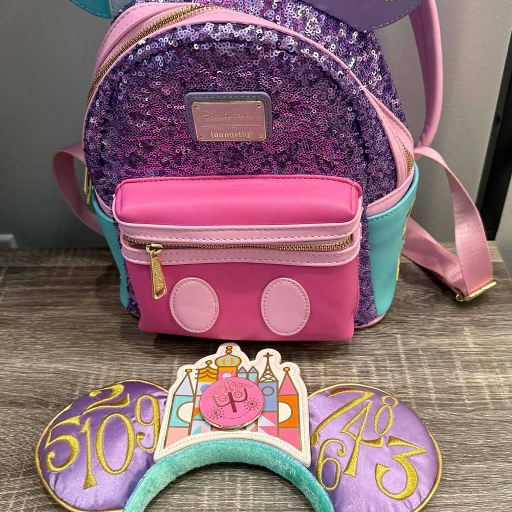 Loungefly Disney Parks Main Attraction: It’s A Small World Backpack & Headband